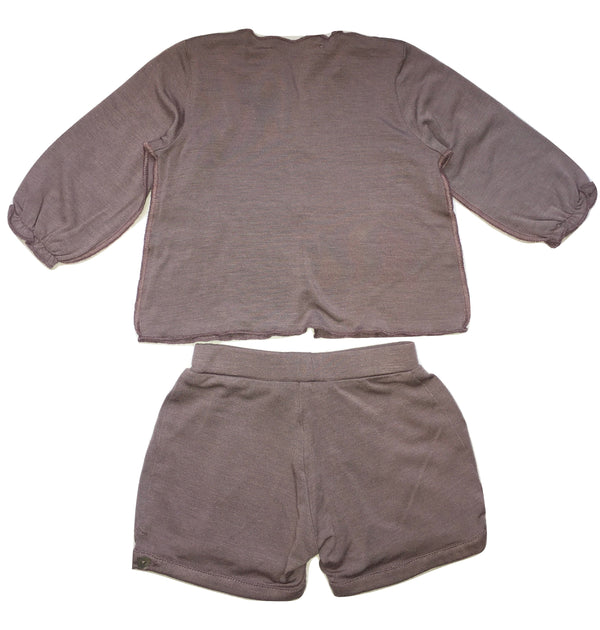 Le petit coco Baby Girls Purple Set Of Cardigan And Shorts