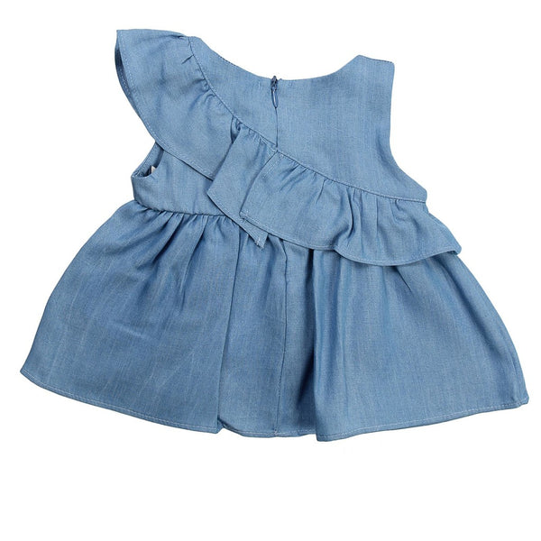 Meilisa Bai Baby Girls Light Blue Sleeveless Shirt With Logo