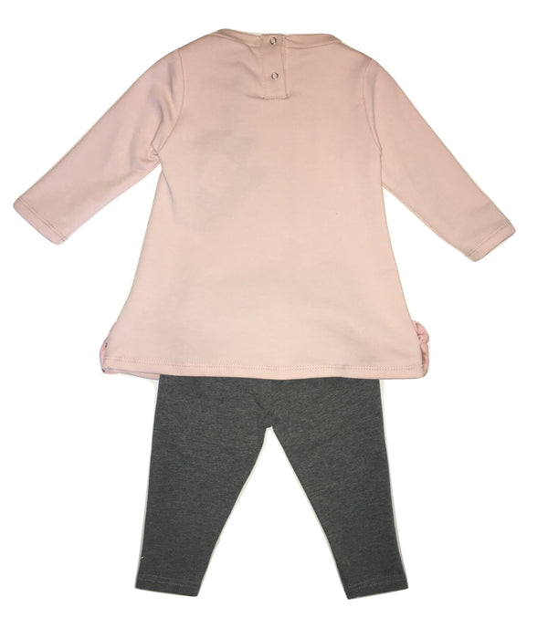 Meilisa Bai Baby Girls Pink And Grey Set With Front Bows