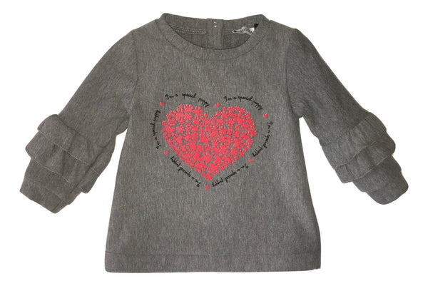 Meilisa Bay Girls Grey Top With Front Heart