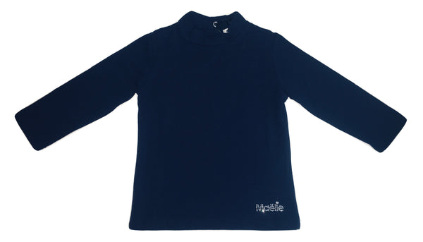 Maelie Baby Girls Navy Blue Long Sleeves T-shirt With Logo