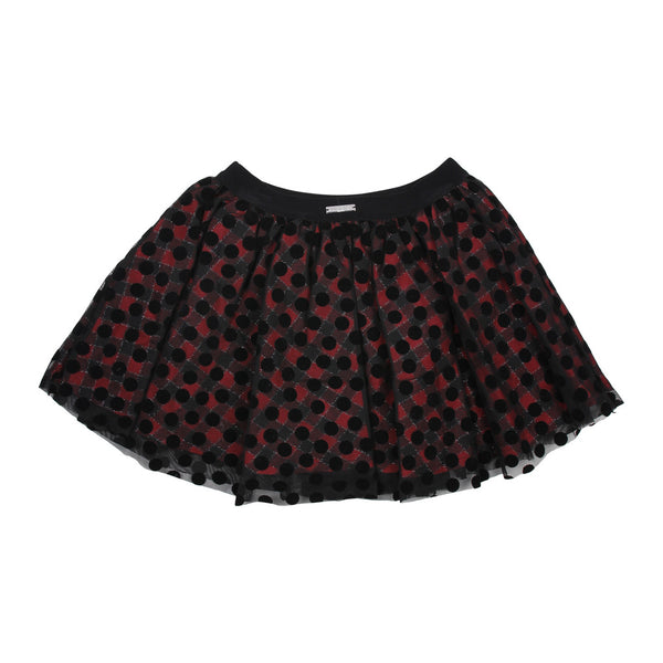 Maelie Girls Red / Black Skirt With Polka Dots Tull