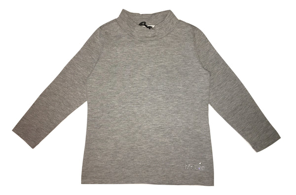 Maelie Girls Grey Long Sleeves Top With Front Logo