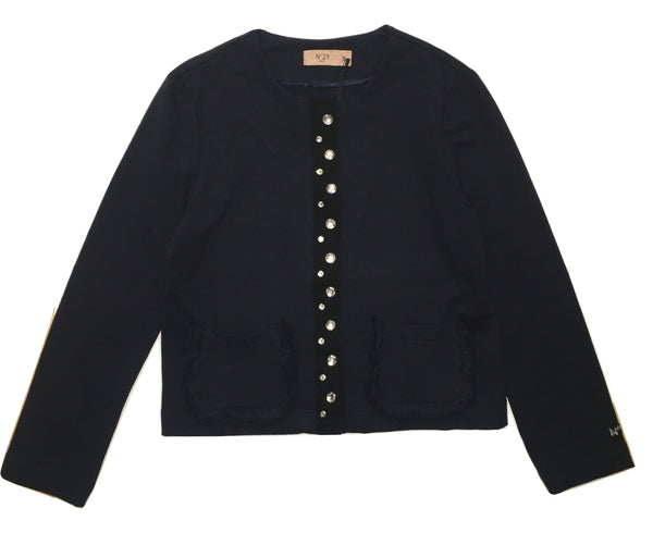 Numero 21 Girls Navy Blue Jacket With Sparkly Stones And Pockets