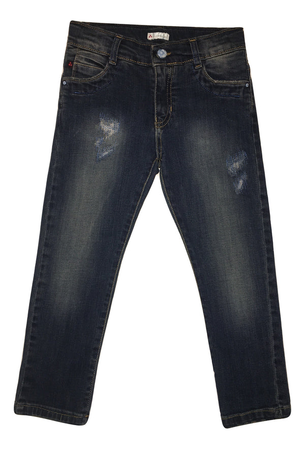 Peuterey Boys Blue Jeans With Logo And Scratches