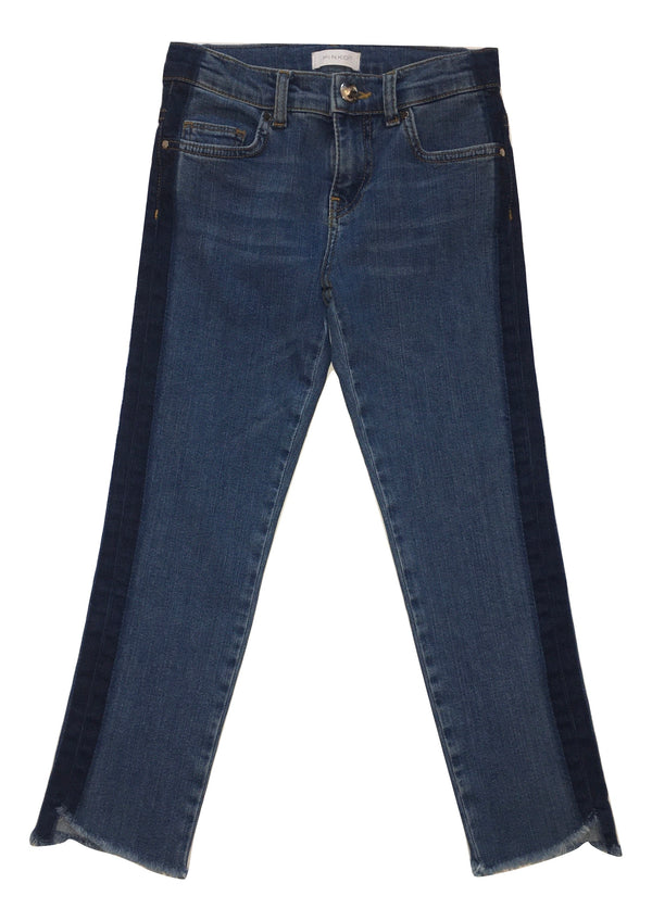 Pinko Girls Blue Jeans With Navy Blue Side Stripes