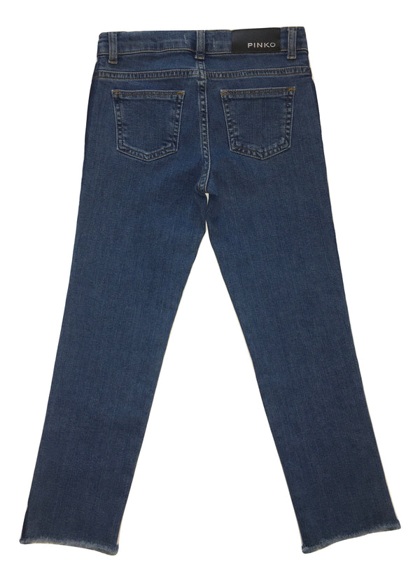 Pinko Girls Blue Jeans With Navy Blue Side Stripes