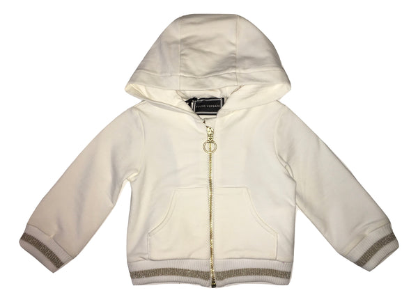 Versace Baby Cream Hoodie With Back Logo And Front Zip Closure