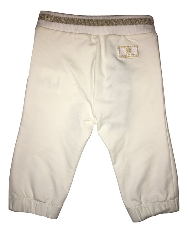 Versace Baby Cream Trousers With Front And Back Logo