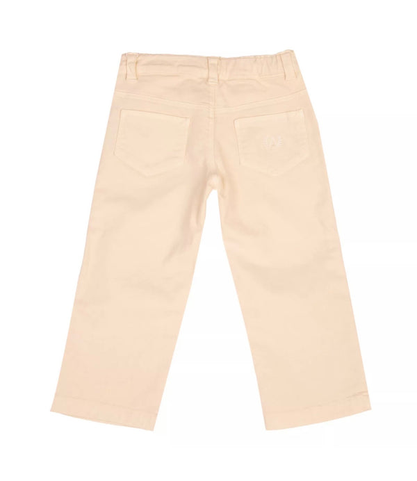 AMORE BABY Beige Gabardine Trousers With Logo