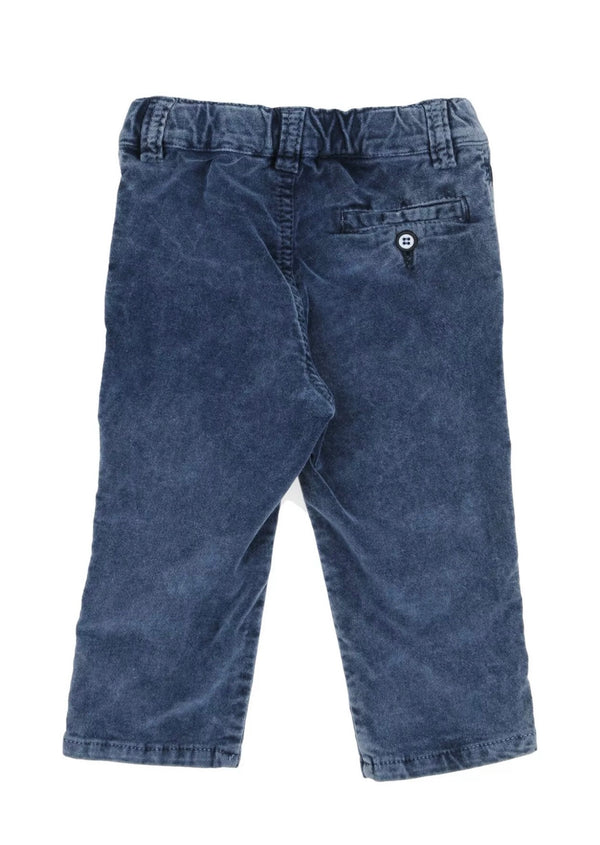 OFFICINA 51 Boys Velour Blue Chino Trousers With Pockets
