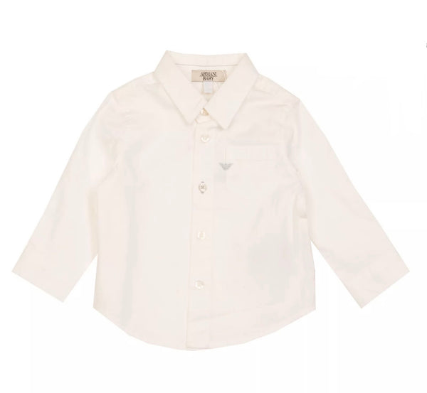 ARMANI Baby White Shirt Long Sleeves With Logo