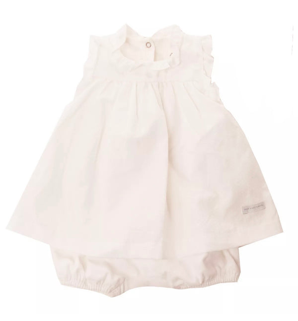 PETIT-BATEAU White Baby Girl Romper Dress With Logo