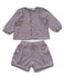 Le petit coco Baby Girls Purple Set Of Cardigan And Shorts