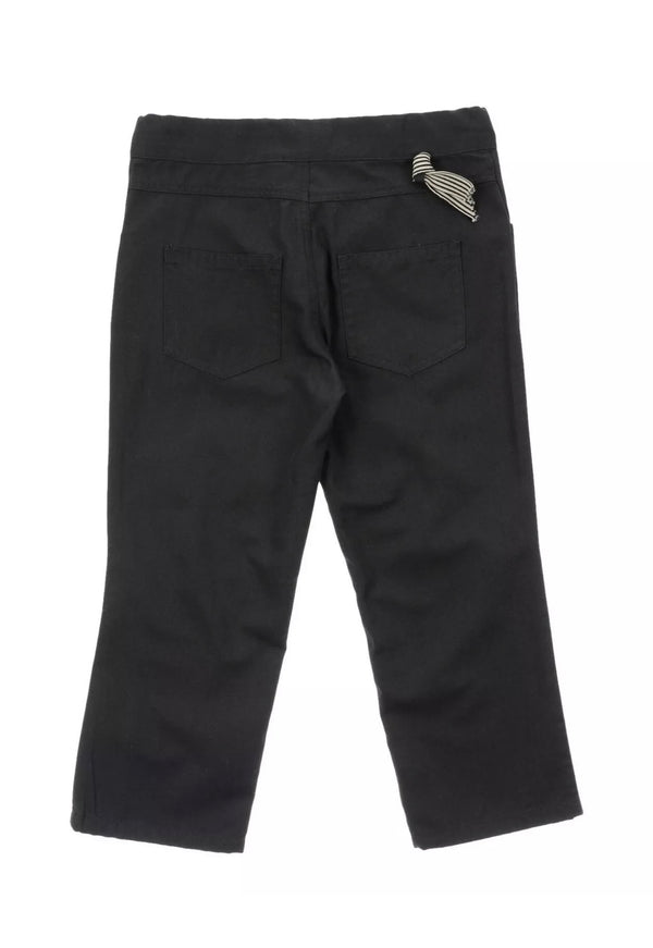 DOUUOD Black Cotton Trousers With Back Detail