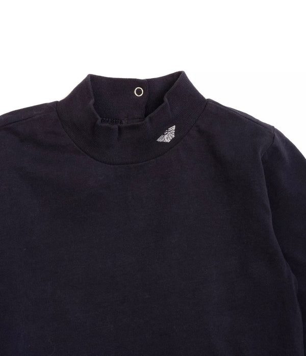ARMANI Baby Navy Blue Polo Neck Long Sleeves With Logo