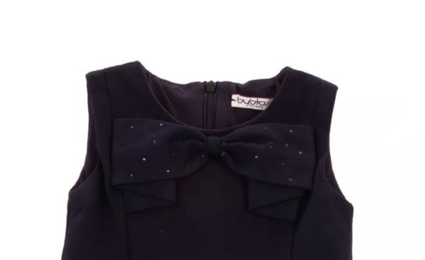 BYBLOS Baby Navy Blue Dress With Front Bow And Logo