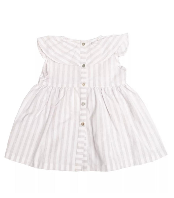 MESSAGE IN THE BOTTLE Girls Grey & White Stripped Cotton Dress