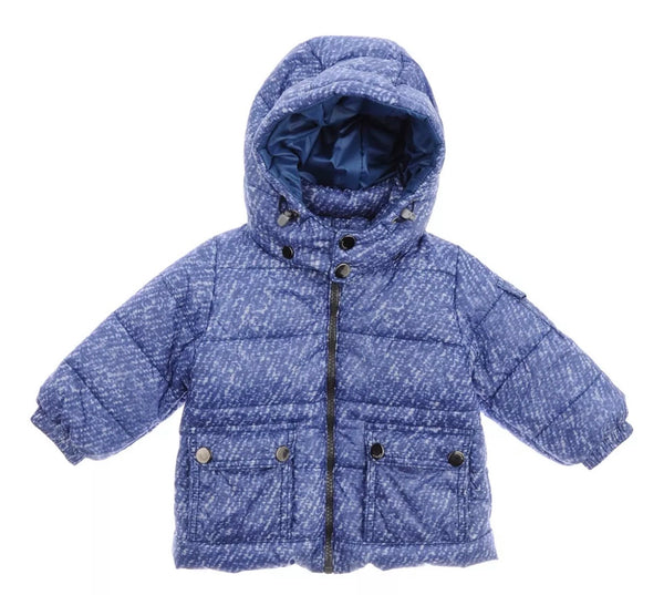 OFFICINA 51 Blue Down Padded Baby Jacket With Removable Hood