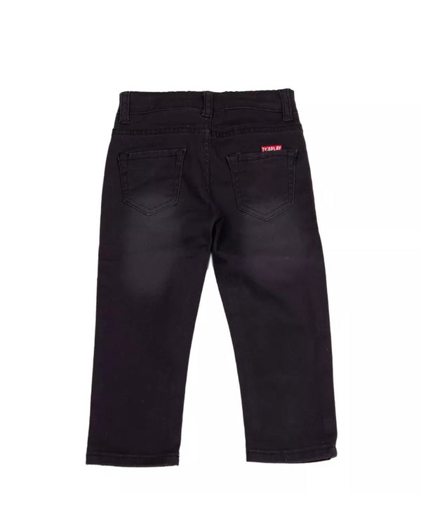 TWO PLAY Boys Gabardine Navy Blue Trousers With Logo