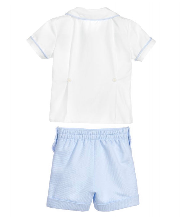 ANCAR Baby Boys White & Blue Buster Suit 2 Pieces Set