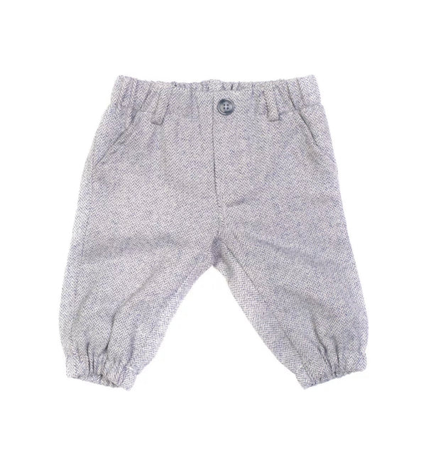 ALETTA Baby Boy Grey Cuffed Trousers With Herringbone Pattern
