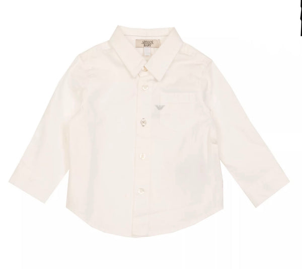 ARMANI Baby Ivory Shirt With Grey Front Logo