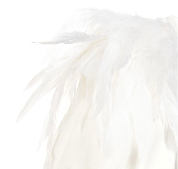 THE TINY UNIVERSE Baby Girl Ivory Dress With Feathers & Logo