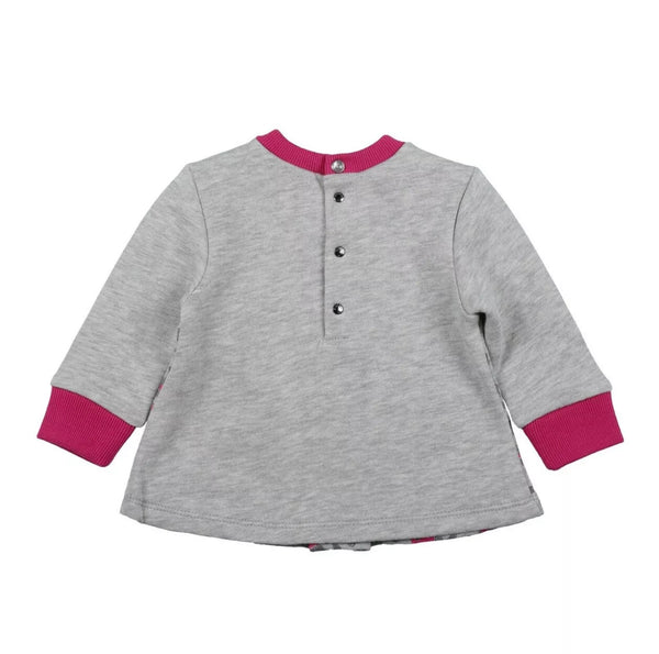 DIESEL Girls Grey & Pink Sweatshirt With Jaguar Pattern & Front Logo