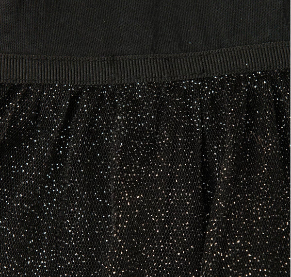 CAFFE' D'ORZO Girls Black Dress With Glitter Tull