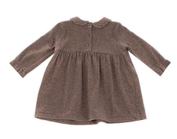 DE CAVANA Baby Girls Collared Jumper Dress With Stripped Pattern