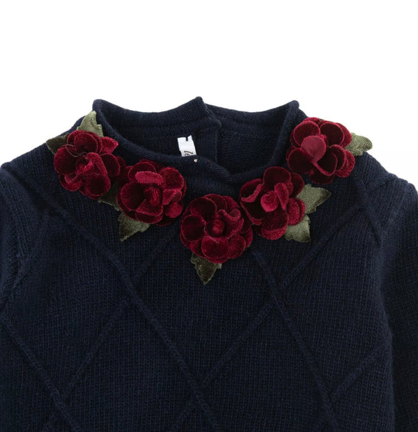 LE BEBE Baby Girl Cashmere & Wool Jumper Embellished With Roses