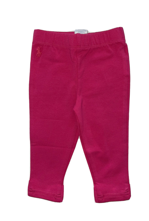 RALPH LAUREN Girls Pink Leggings With Logo & Back Bows
