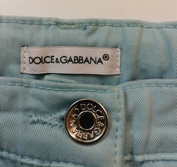 DOLCE & GABBANA Baby Light Blue Skinny Trousers With Logo