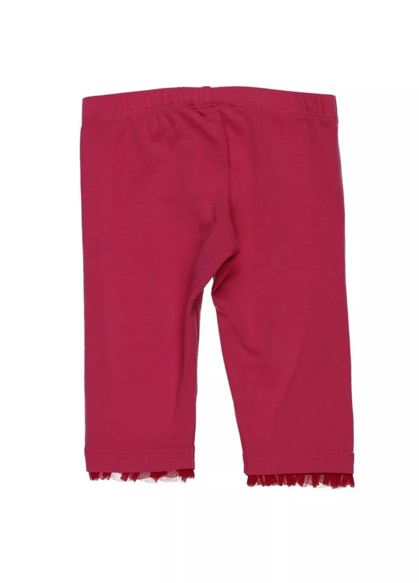 PEUTERY Baby Girl Pink Leggings With Logo & Ruffle Cuffs