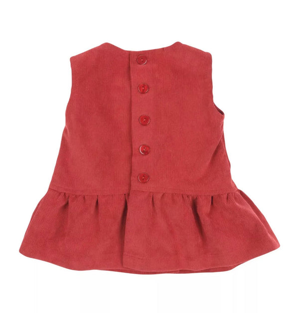 ALETTA Baby Girl Red Corduroy Flounce Dress With Bow