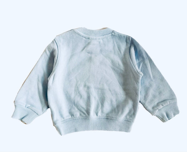 KENZO Baby Light Blue Jumper With Tiger Front Print and Logo