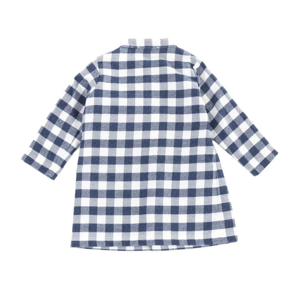 DOUUOD Baby Girl Flannel Shirt Dress With Gingham Pattern