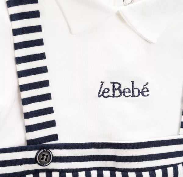 LE BEBE Boys Baby Romper With Stripped Pattern & Front Logo