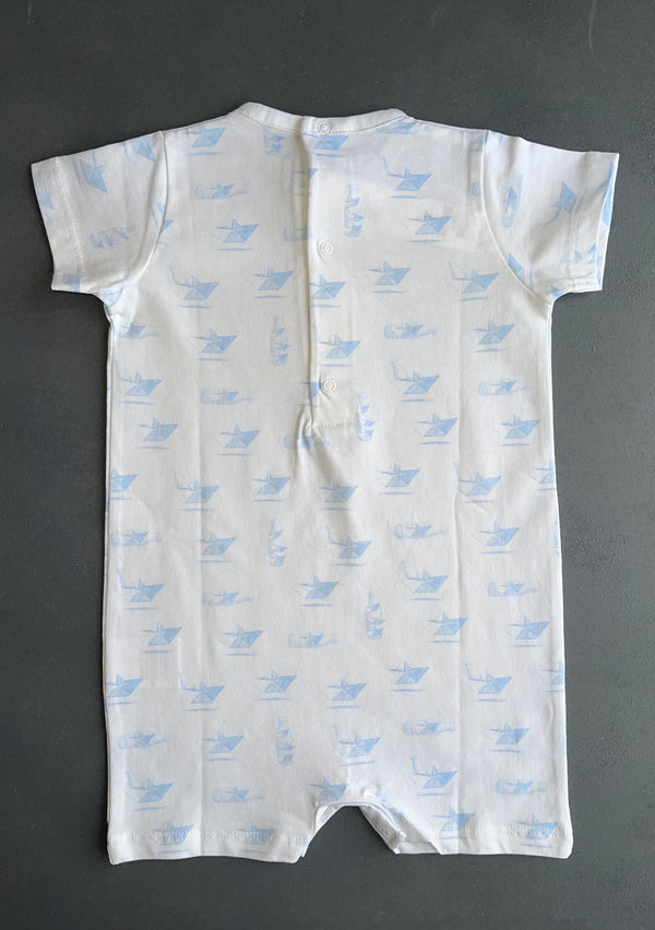 MESSAGE IN THE BOTTLE Baby Romper With Paper Boat Pattern