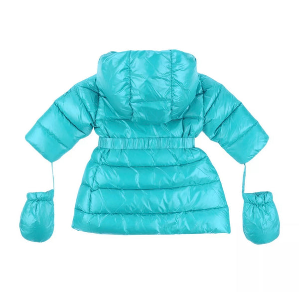 ADD Baby Padded Hooded Down Jacket With Detachable Hood and Mittens