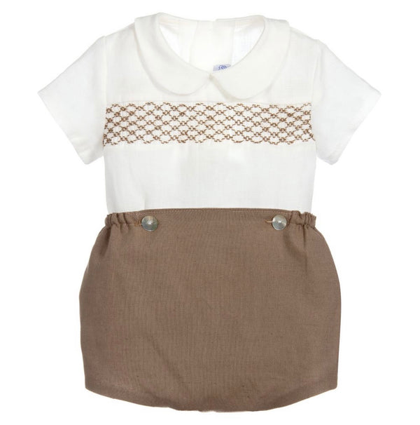 Ancar Baby Set Beige Shorts And White Shirt