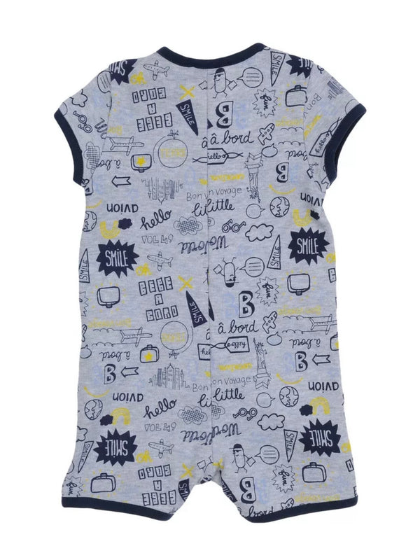 ABSORBA Baby Romper Grey & Blue With Front Pocket