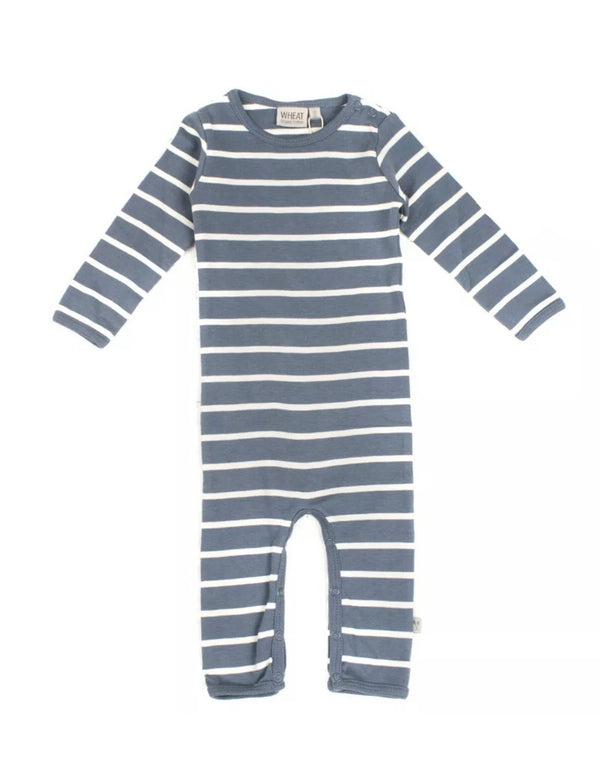 WHEAT Blue & White Stripped Babygrow 100% Organic Cotton