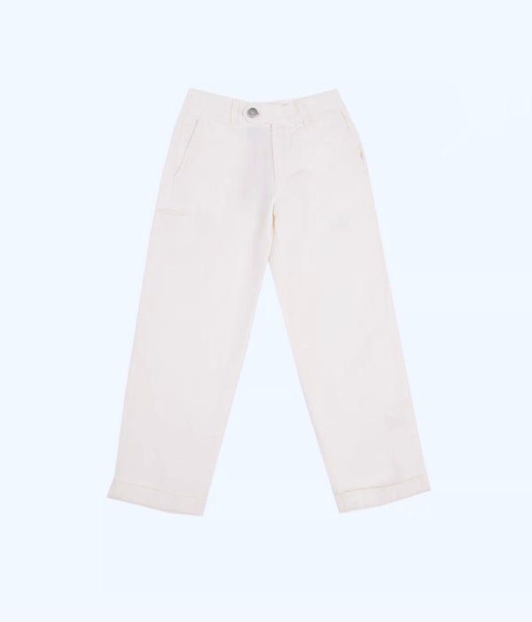 I PINCO PALLINO Ivory Linen Blend Trousers With Logo