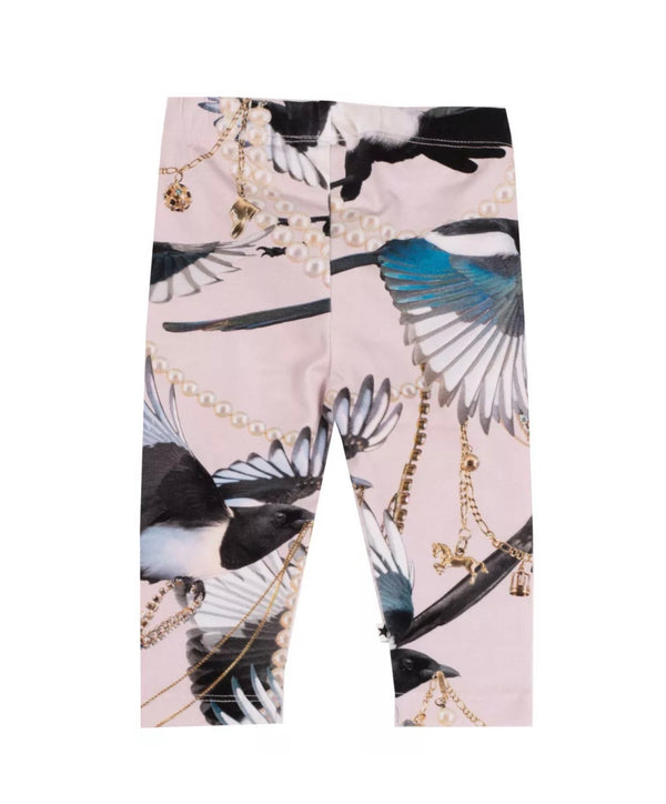 MOLO Baby Girl Leggings With Magpie & Chain Print