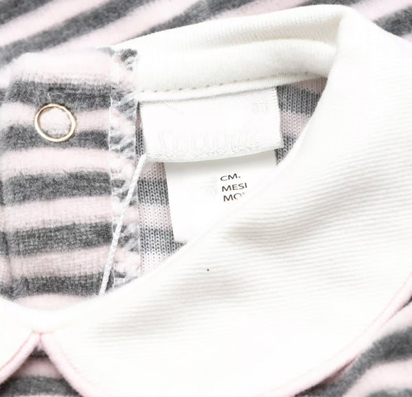 COCCODE' Baby Girl Chenille Grey & Pink Collared Babygrow