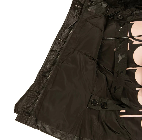 DIADORA Girls Black Hooded Padded Waterproof Jacket