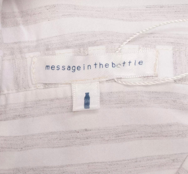 MESSAGE IN THE BOTTLE Girls Grey & White Stripped Cotton Dress