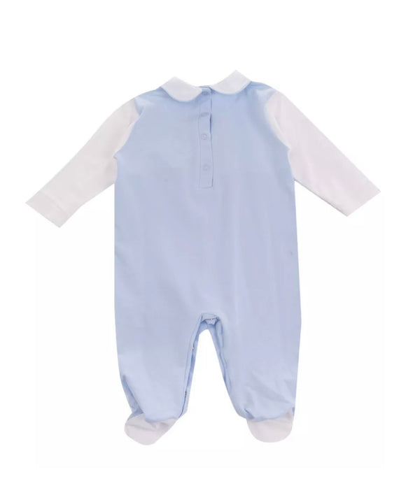 COCCODE' Baby White & Light Blue Babygrow With Bear Patches